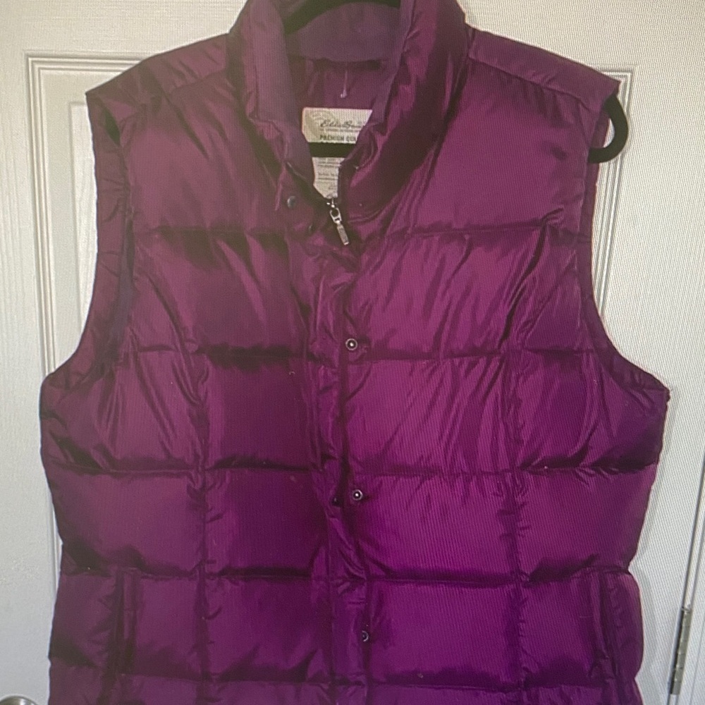 Eddie Bauer Premium Quality Goose Down Puffer Vest Size XXL Purple Excellent con